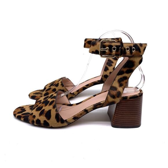 J. CREW Penny Ankle Strap Sandals in Leopard Calf Hair 9 - Picture 2 of 14